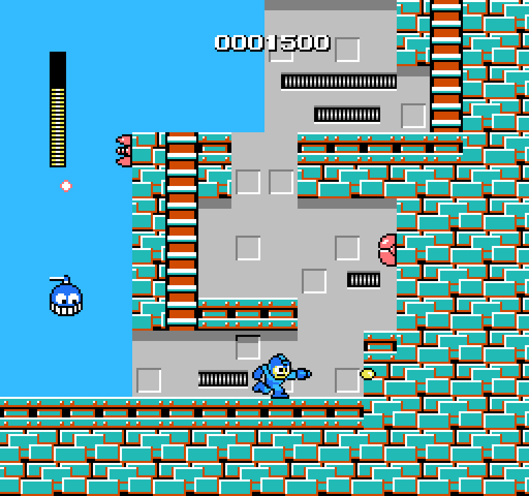 Mega Man in Cut Man’s stage on NES. Capcom