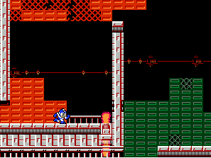 Original NES Mega Man frozen fire-pillar collision demonstration. Capcom game footage; TASVideos community demonstration.