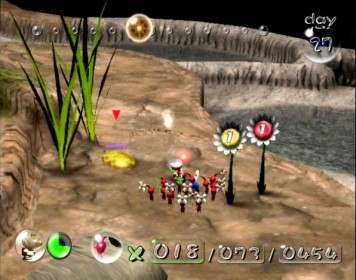 Pikmin on GameCube: Olimar and a squad in the field