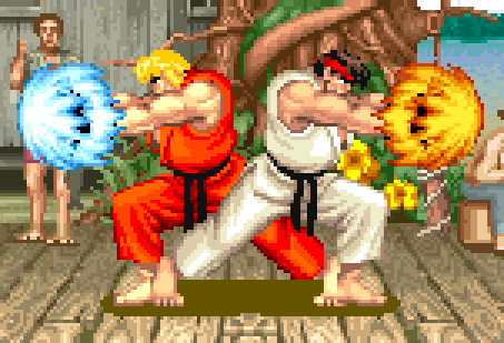 A red Hadouken in CPS-1 Street Fighter II, documented in error1’s ComboVid handbook