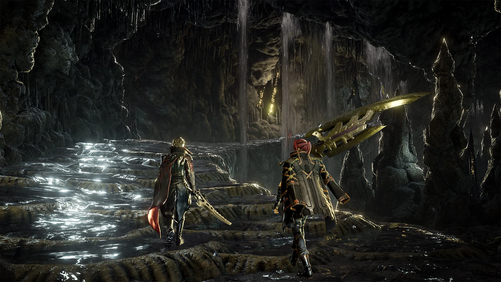Characters on stone stairs in Code Vein