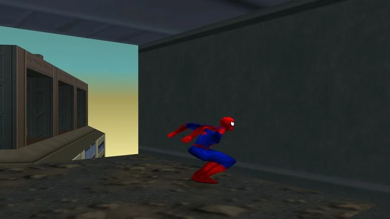 Spider-Man facing a wall during the PC Venom-chase cutscene bug