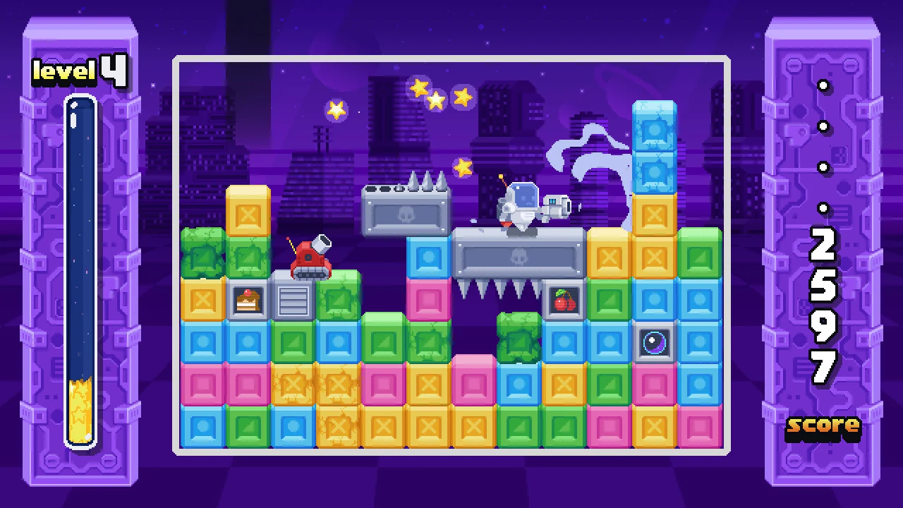 A colorful puzzle board in Unidentified Falling Objects